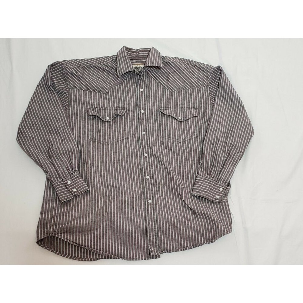 Western Plains Trading Co Long Sleeve Pearl Snap Shirt Striped Men's L